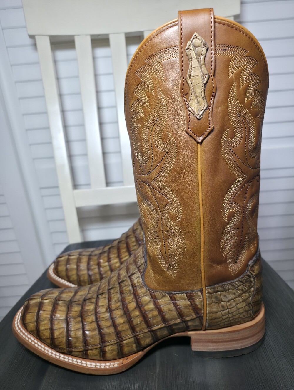Cody James Caiman Tail Skin Western Boot Square Toe BECJSP21L11 Men's Size 9.5 D